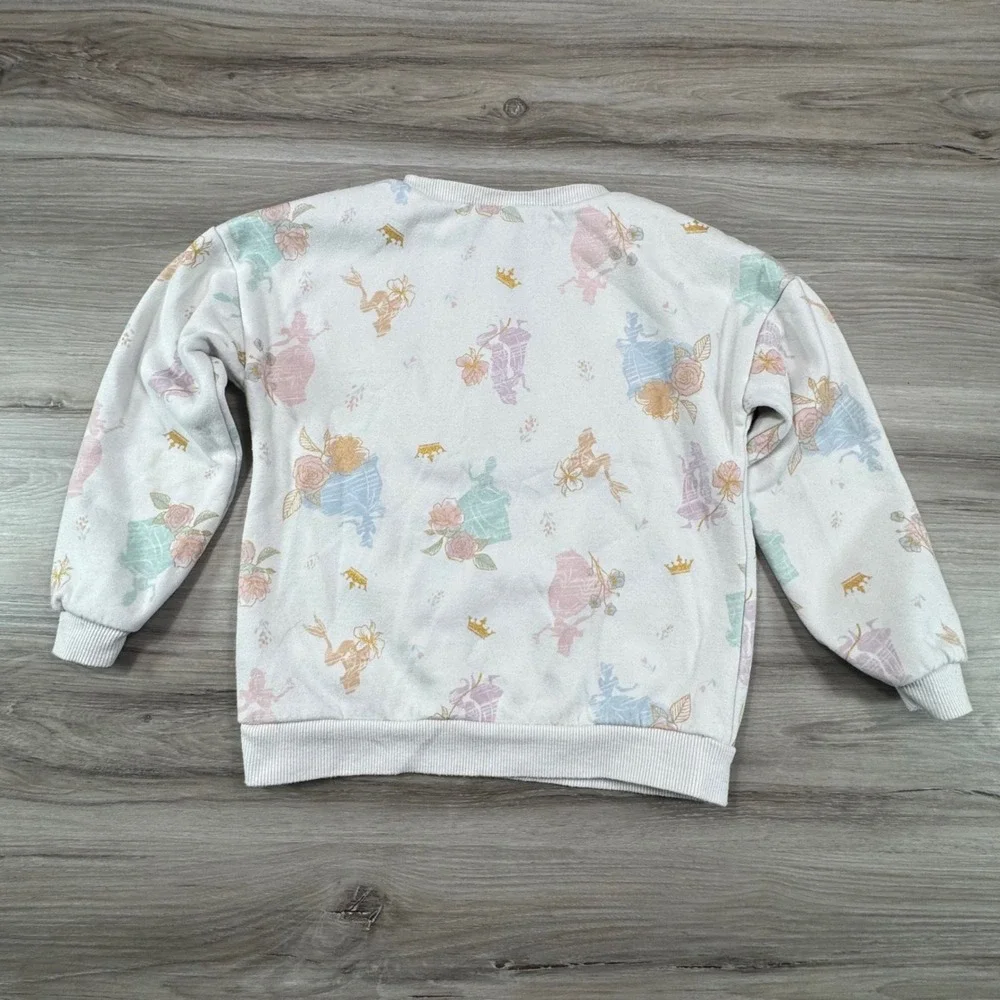 Kids Princess‎ Crown Graphic Sweatshirt Long Sleeve Pullover White Pink